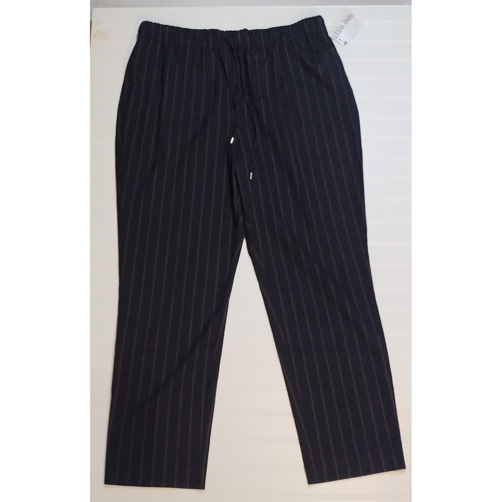 NINE WEST Womens Wide Leg Pinstripe Pants Elastic Waist Size XL Casual Work Wear